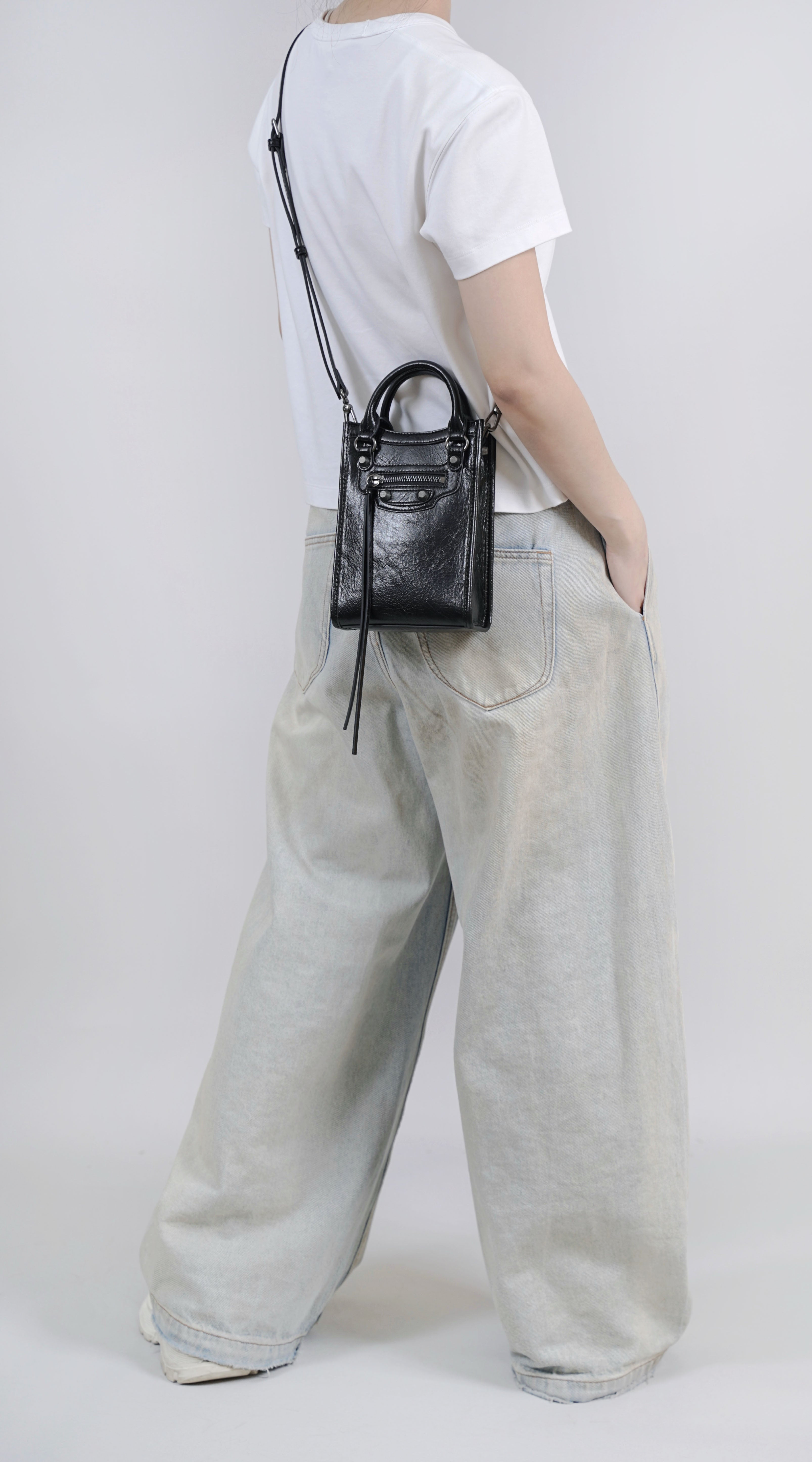 CEFIRO Mini Moto Structured Top Handle Bag