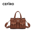Cefiro Roxanne Bag Mini - Chic Artificial Leather Handbag with Golden Hardware & Detachable Strap for Everyday Use