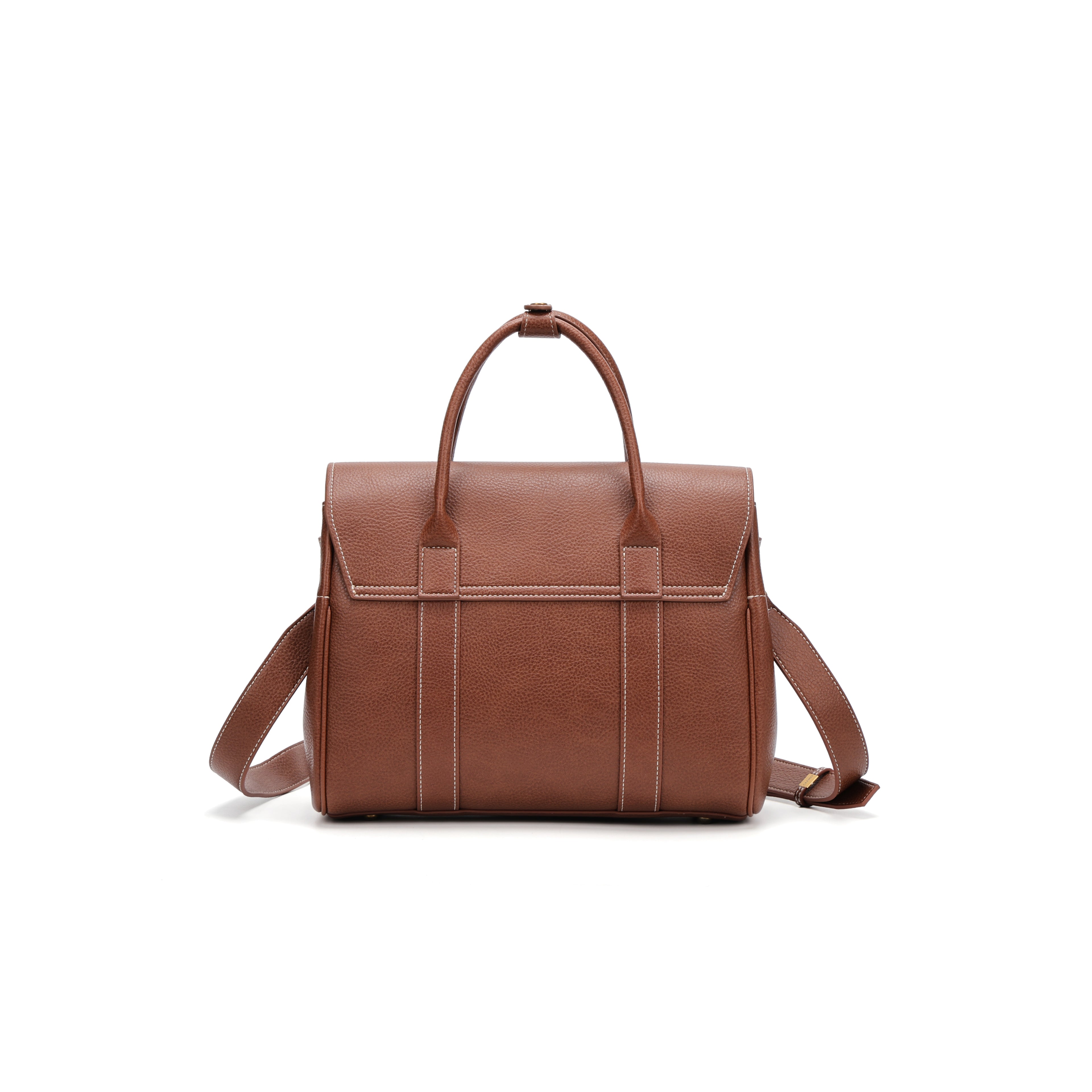 Elegant Structured Leather Top Handle Bag for Women – Vintage Shoulder & Crossbody Handbag