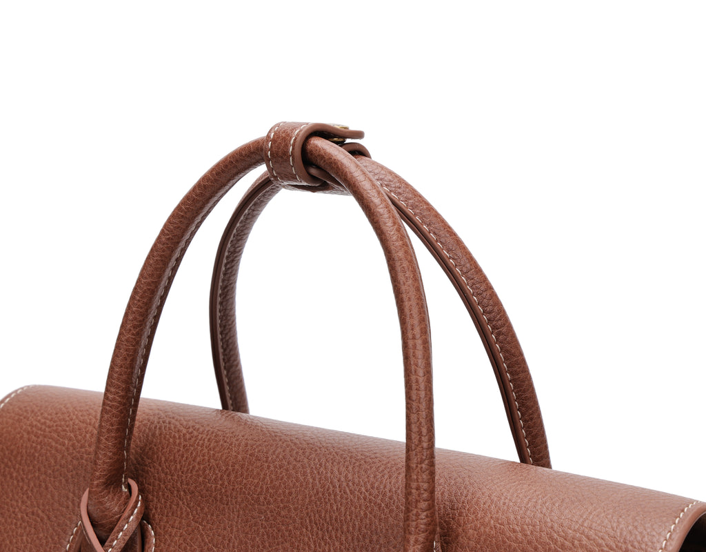 Elegant Structured Leather Top Handle Bag for Women – Vintage Shoulder & Crossbody Handbag