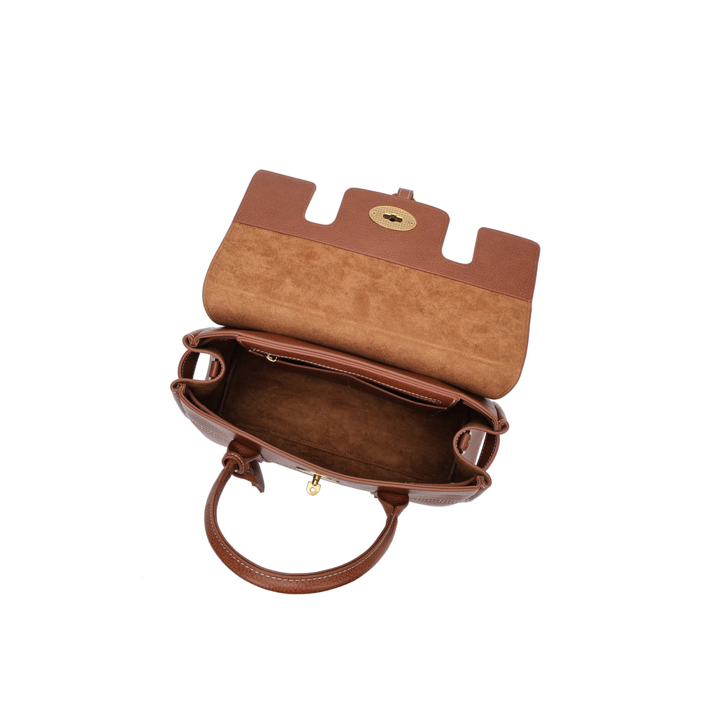 Elegant Structured Leather Top Handle Bag for Women – Vintage Shoulder & Crossbody Handbag