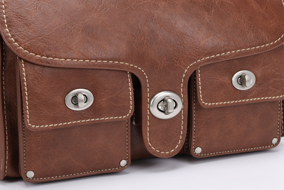 CEFIRO Vintage Multi-Pocket Shoulder Bag