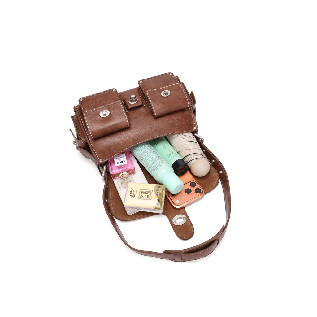 CEFIRO Vintage Multi-Pocket Shoulder Bag