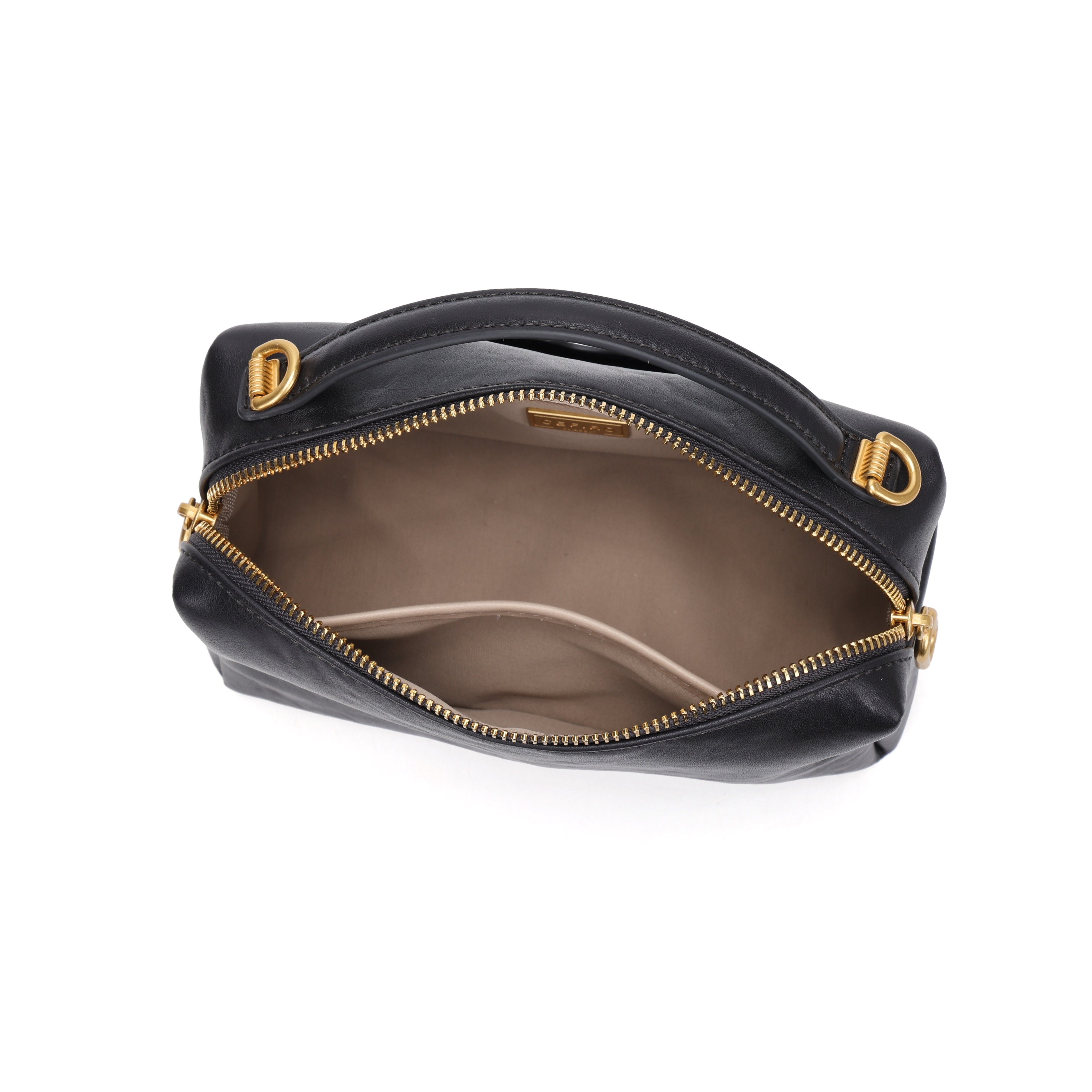CEFIRO Structured Mini Shoulder Bag – Black Vegan Leather Crossbody & Top Handle Bag