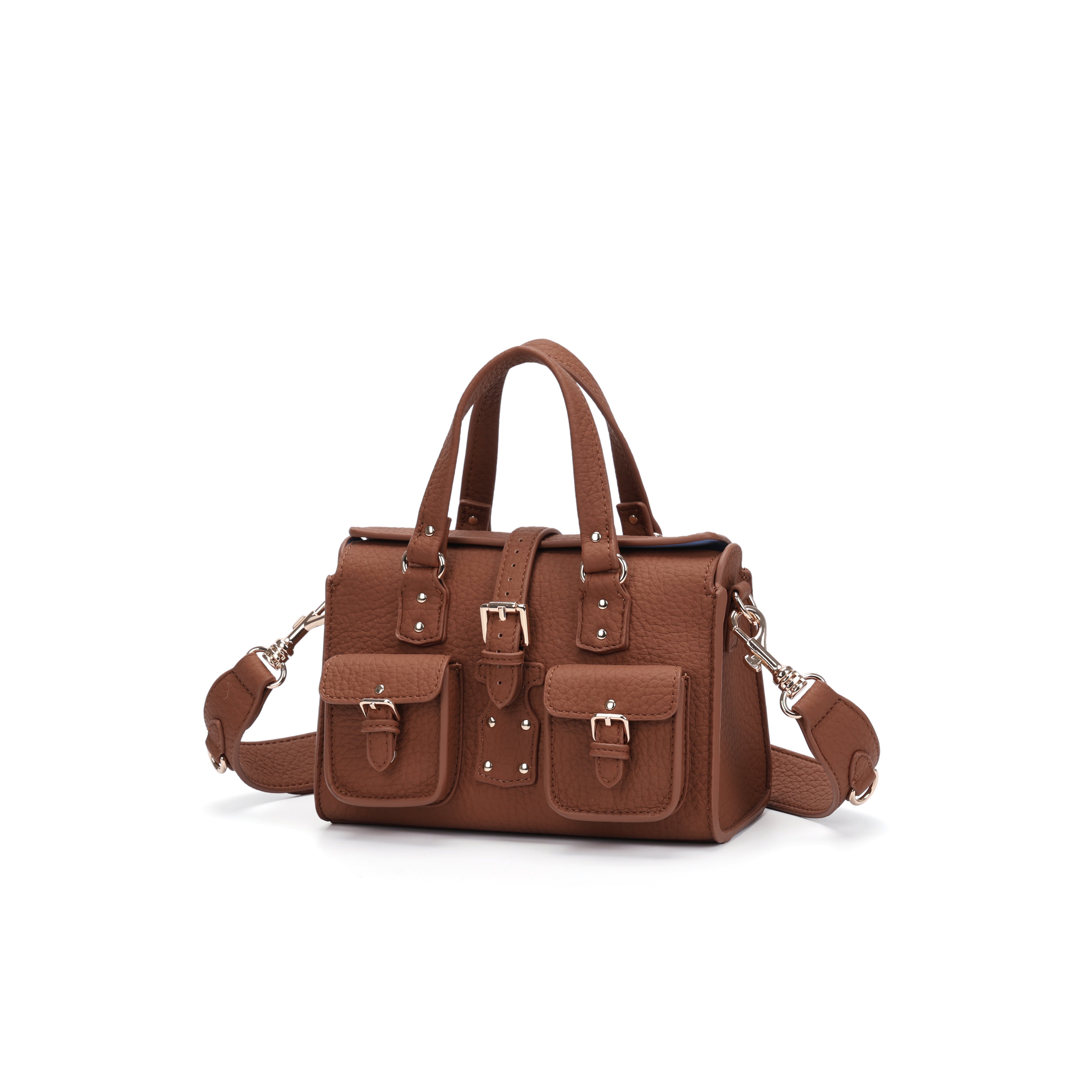 Cefiro Roxanne Bag Mini - Chic Artificial Leather Handbag with Golden Hardware & Detachable Strap for Everyday Use