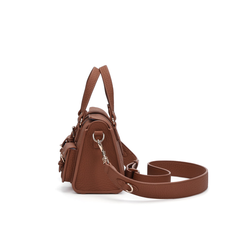 Cefiro Roxanne Bag Mini - Chic Artificial Leather Handbag with Golden Hardware & Detachable Strap for Everyday Use