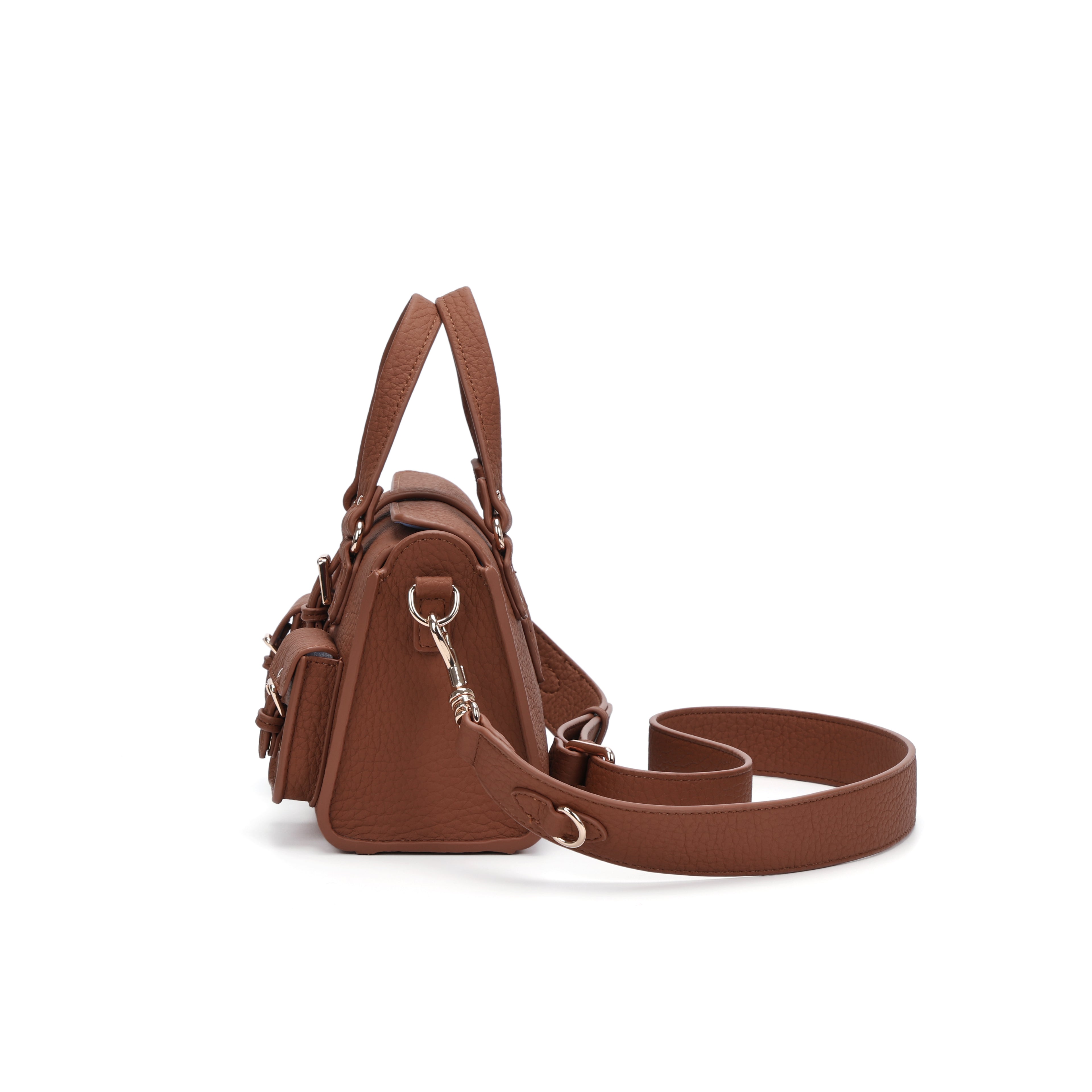 Cefiro Roxanne Bag Mini - Chic Artificial Leather Handbag with Golden Hardware & Detachable Strap for Everyday Use