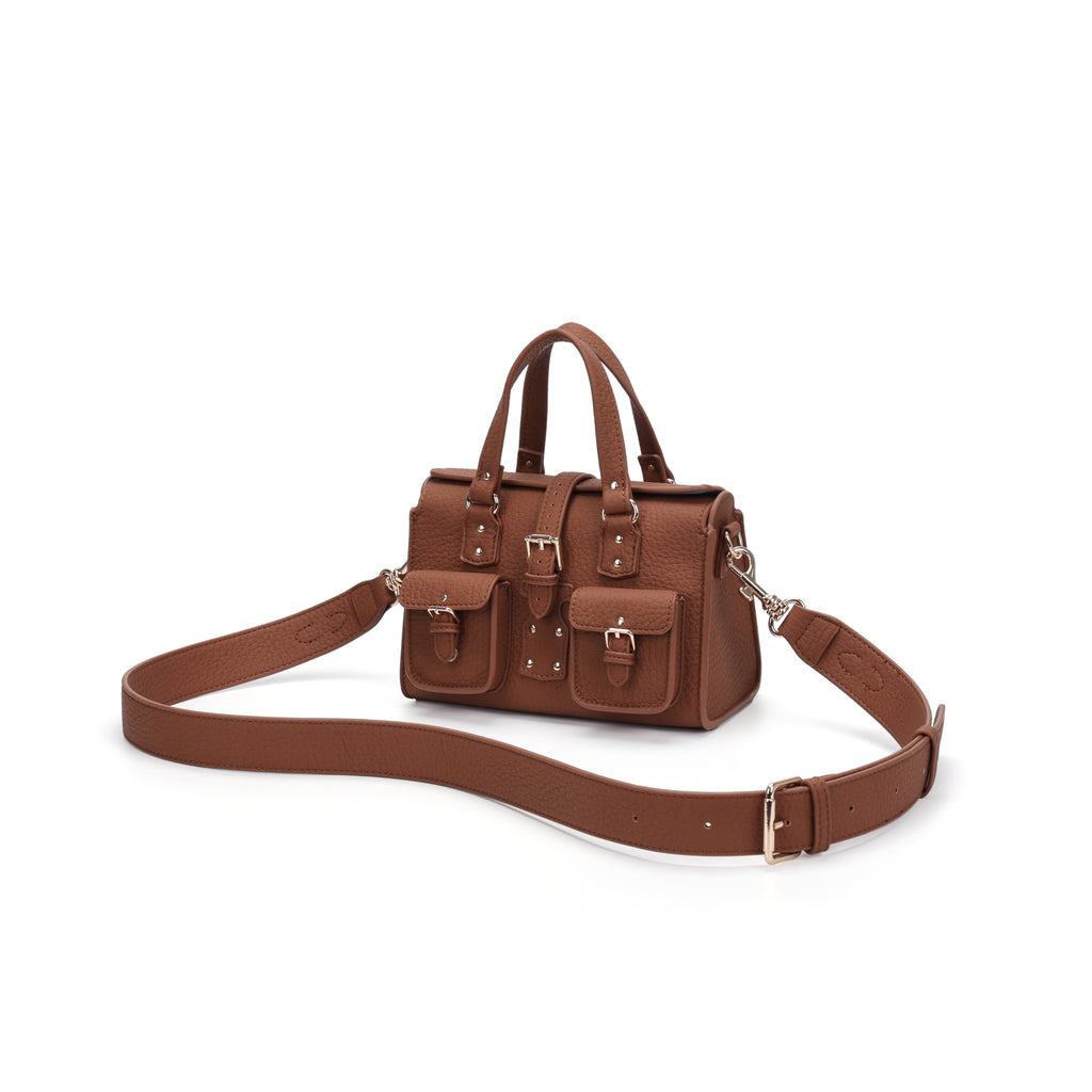 Cefiro Roxanne Bag Mini - Chic Artificial Leather Handbag with Golden Hardware & Detachable Strap for Everyday Use