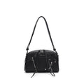 CEFIRO Moto Studded Shoulder Bag – Black Vegan Leather Crossbody Bag