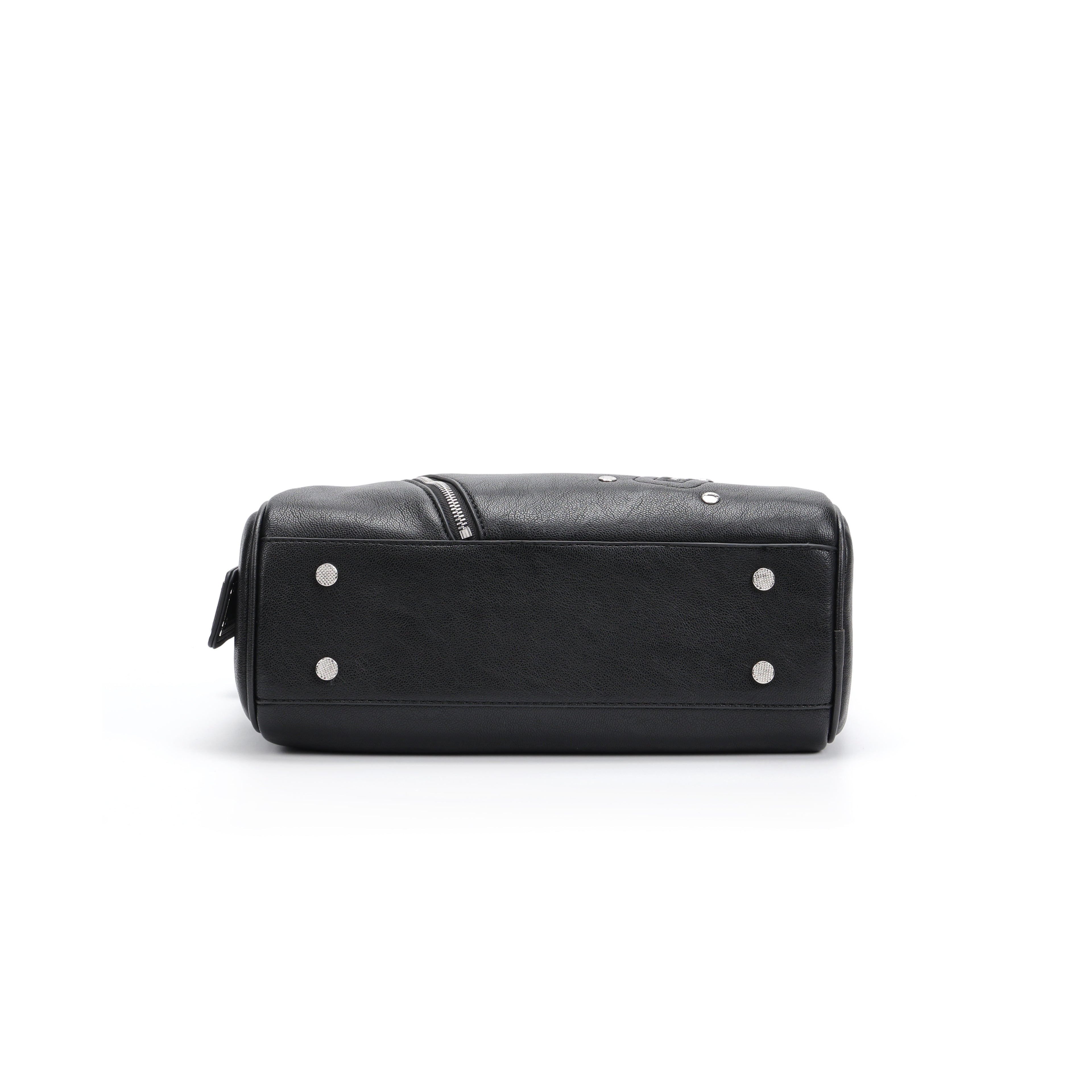 CEFIRO Moto Studded Shoulder Bag – Black Vegan Leather Crossbody Bag