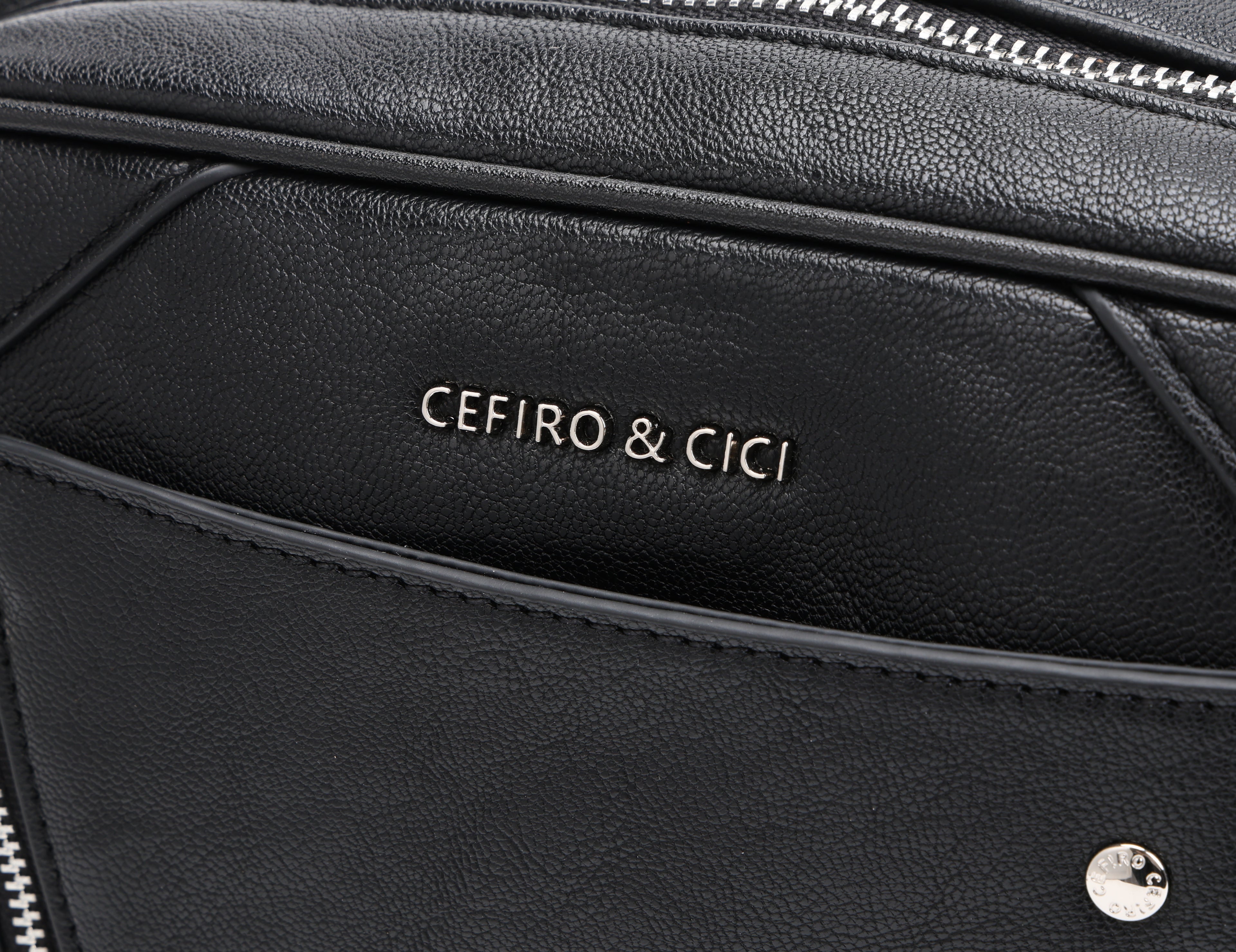 CEFIRO Moto Studded Shoulder Bag – Black Vegan Leather Crossbody Bag