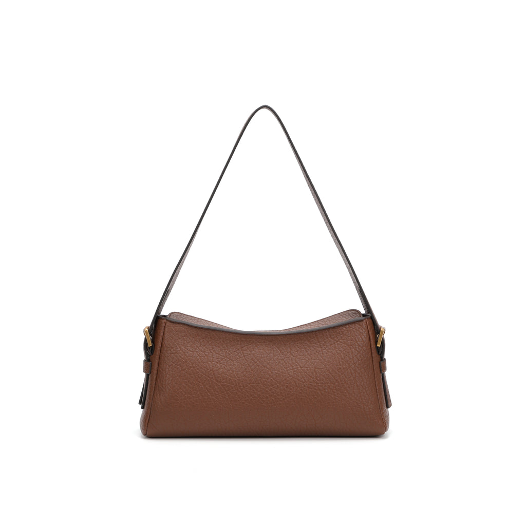 CEFIRO Vintage Dual-Pocket Shoulder Bag – Brown Vegan Leather Crossbody Bag