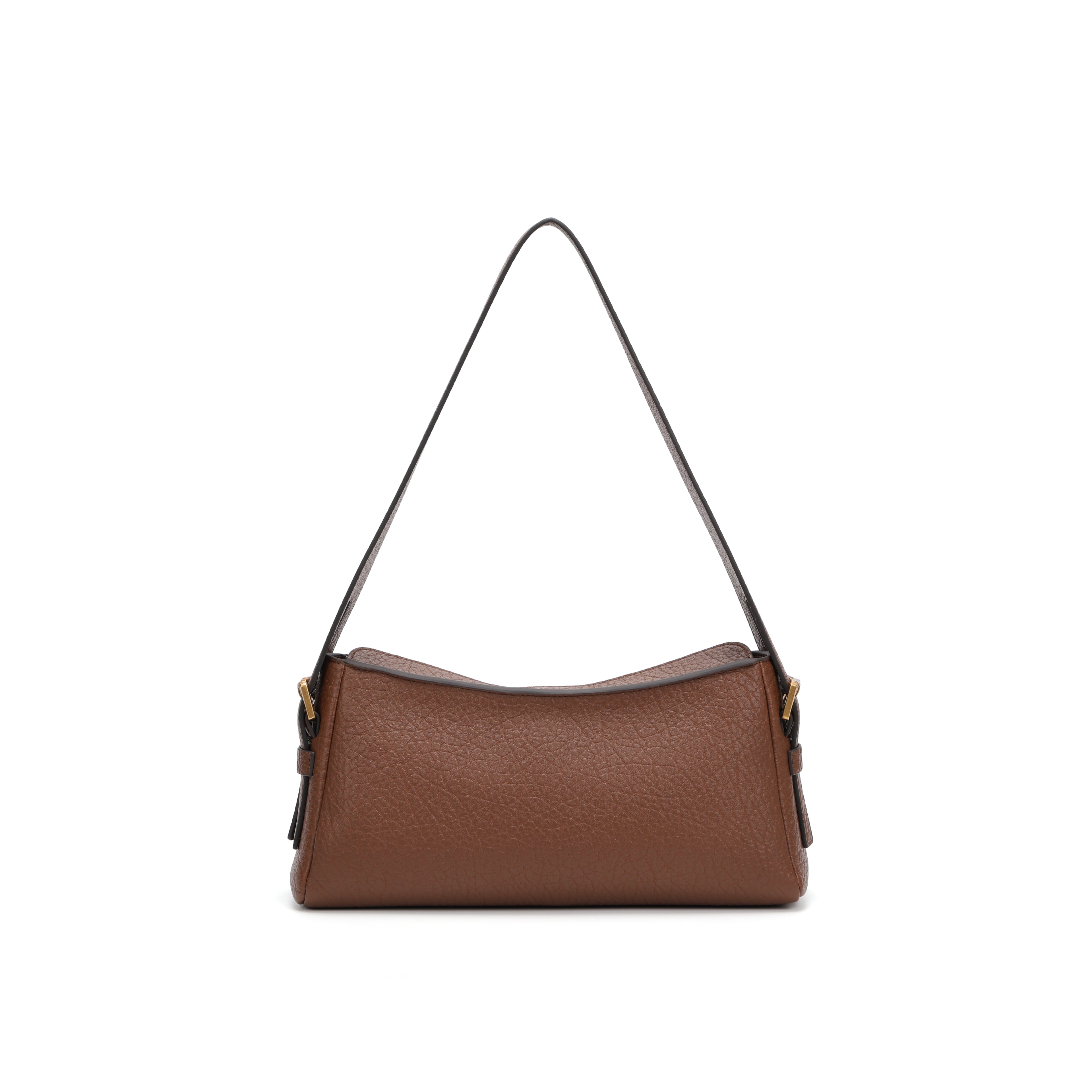 CEFIRO Vintage Dual-Pocket Shoulder Bag – Brown Vegan Leather Crossbody Bag