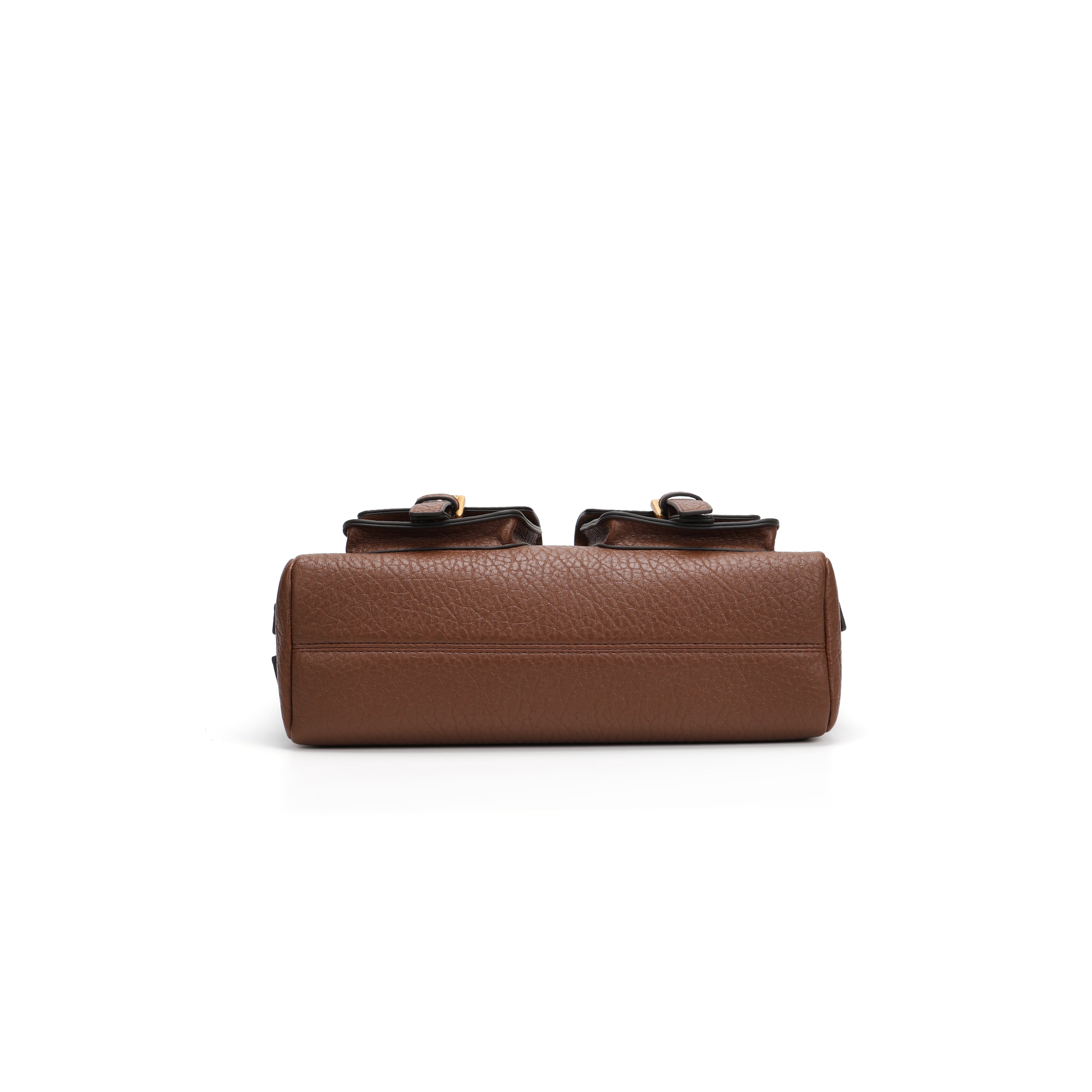 CEFIRO Vintage Dual-Pocket Shoulder Bag – Brown Vegan Leather Crossbody Bag