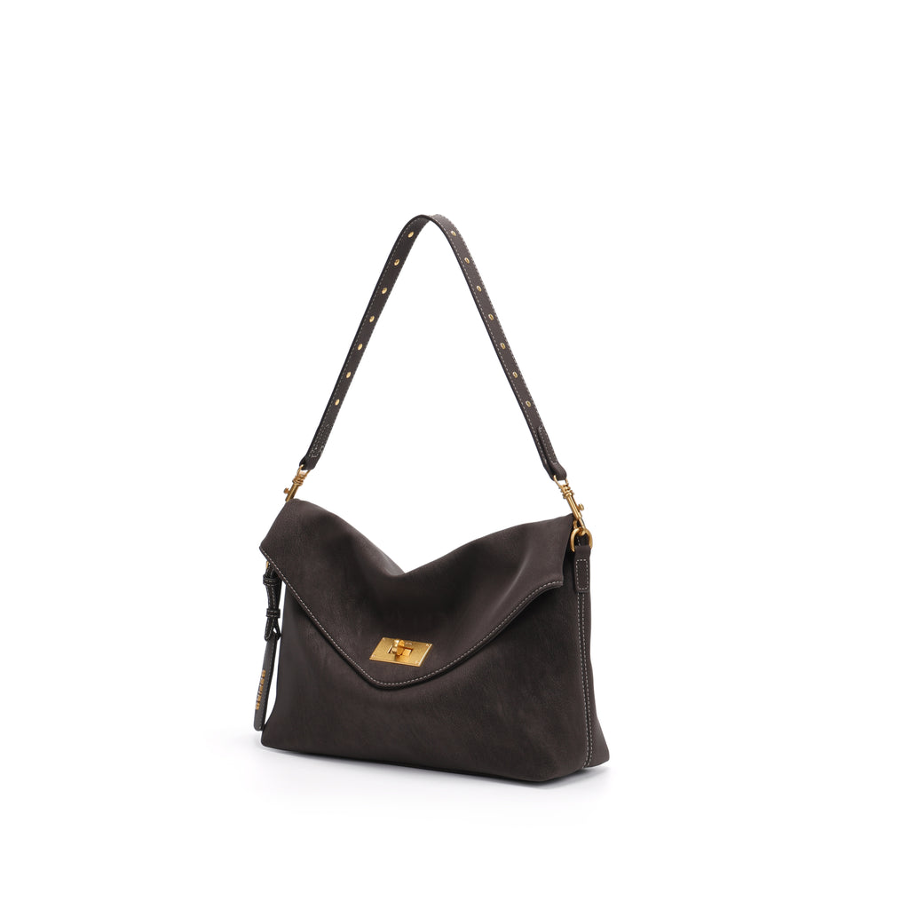CEFIRO Envelope Shoulder Bag – Brown Vegan Leather Crossbody Clutch Bag