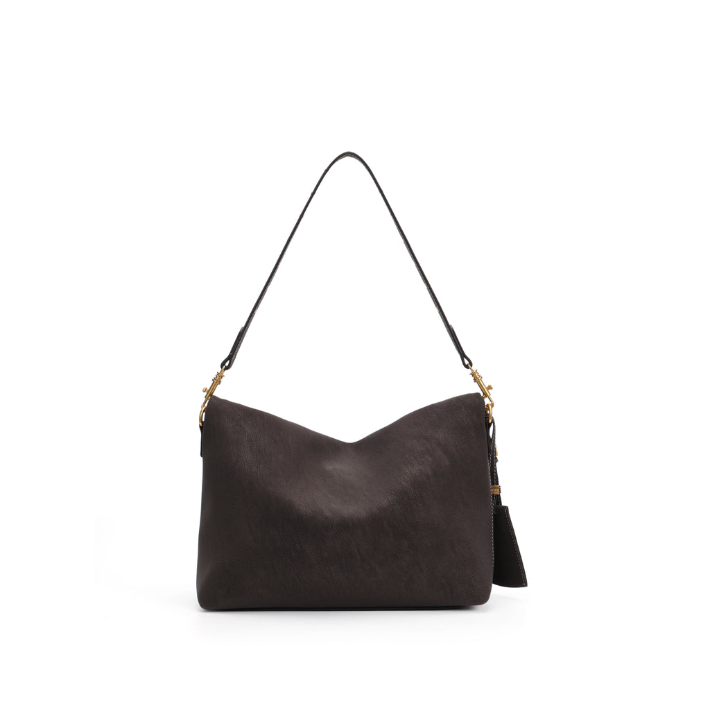 CEFIRO Envelope Shoulder Bag – Brown Vegan Leather Crossbody Clutch Bag