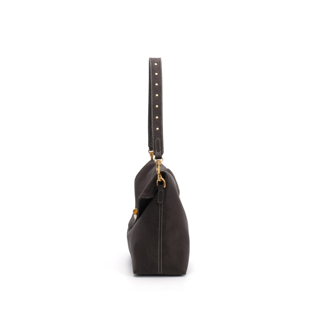 CEFIRO Envelope Shoulder Bag – Brown Vegan Leather Crossbody Clutch Bag