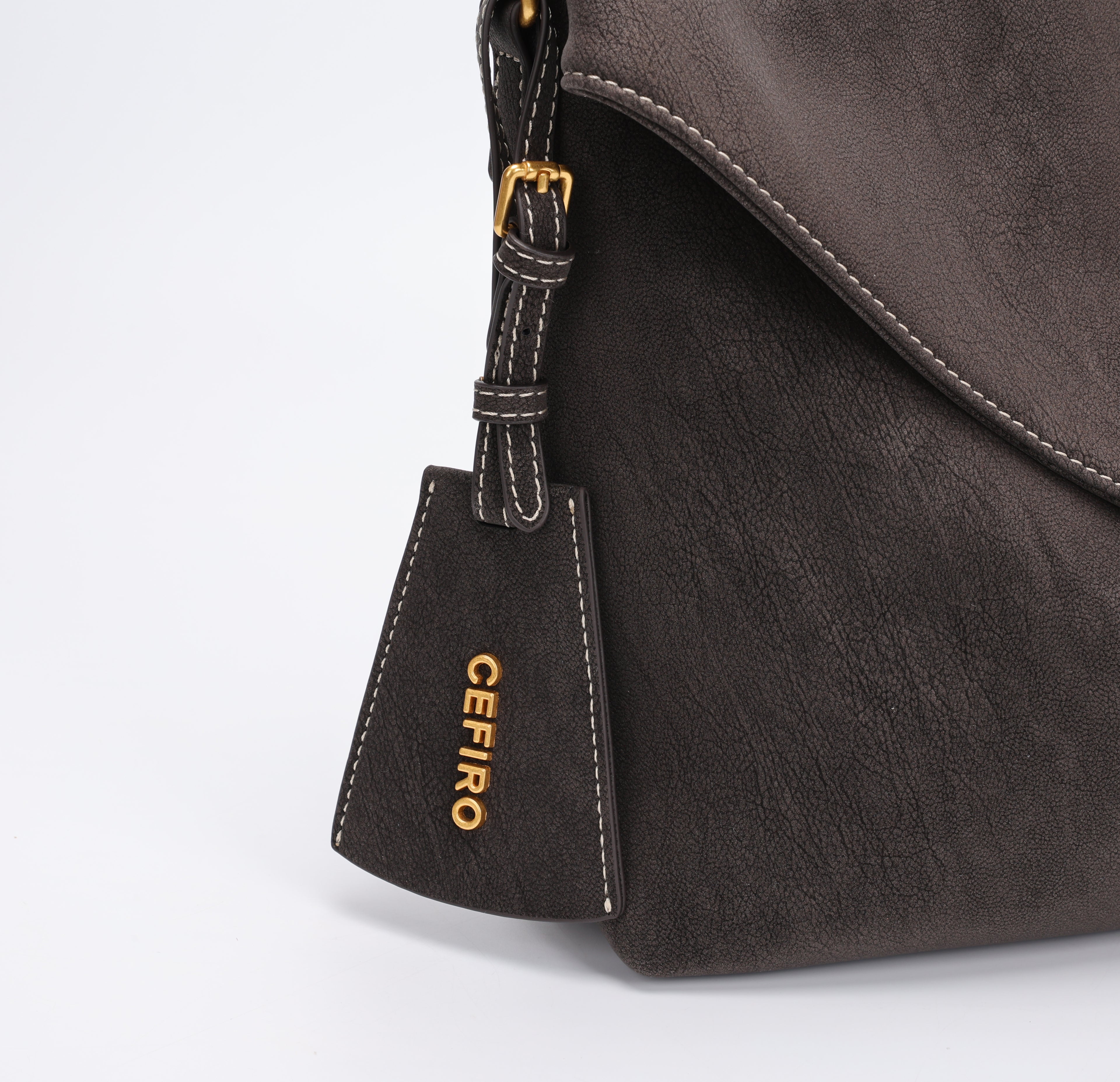 CEFIRO Envelope Shoulder Bag – Brown Vegan Leather Crossbody Clutch Bag