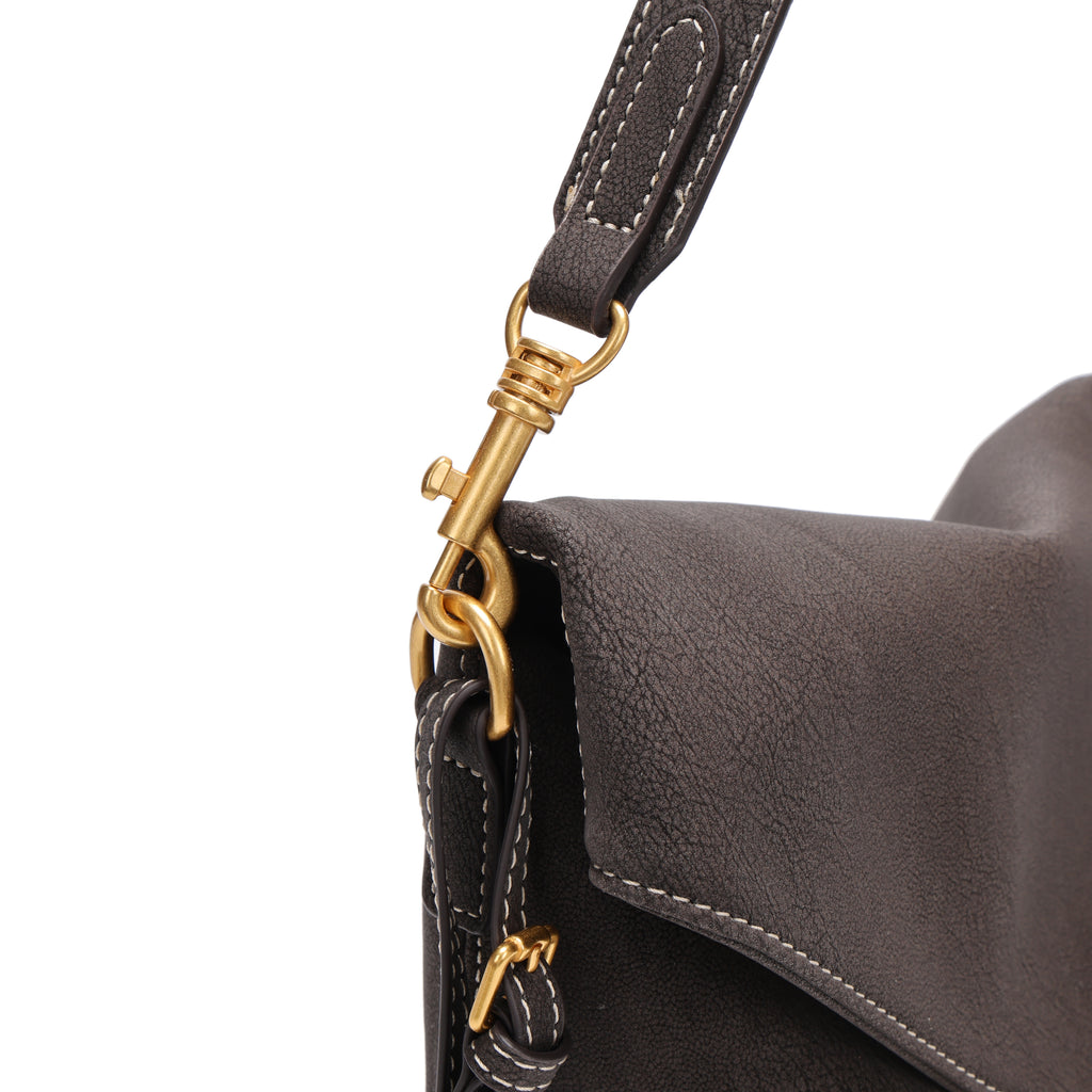 CEFIRO Envelope Shoulder Bag – Brown Vegan Leather Crossbody Clutch Bag