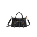 Elegant Structured Leather Shoulder Bag for Women – Top Handle & Crossbody Handbag with Gold Hardware