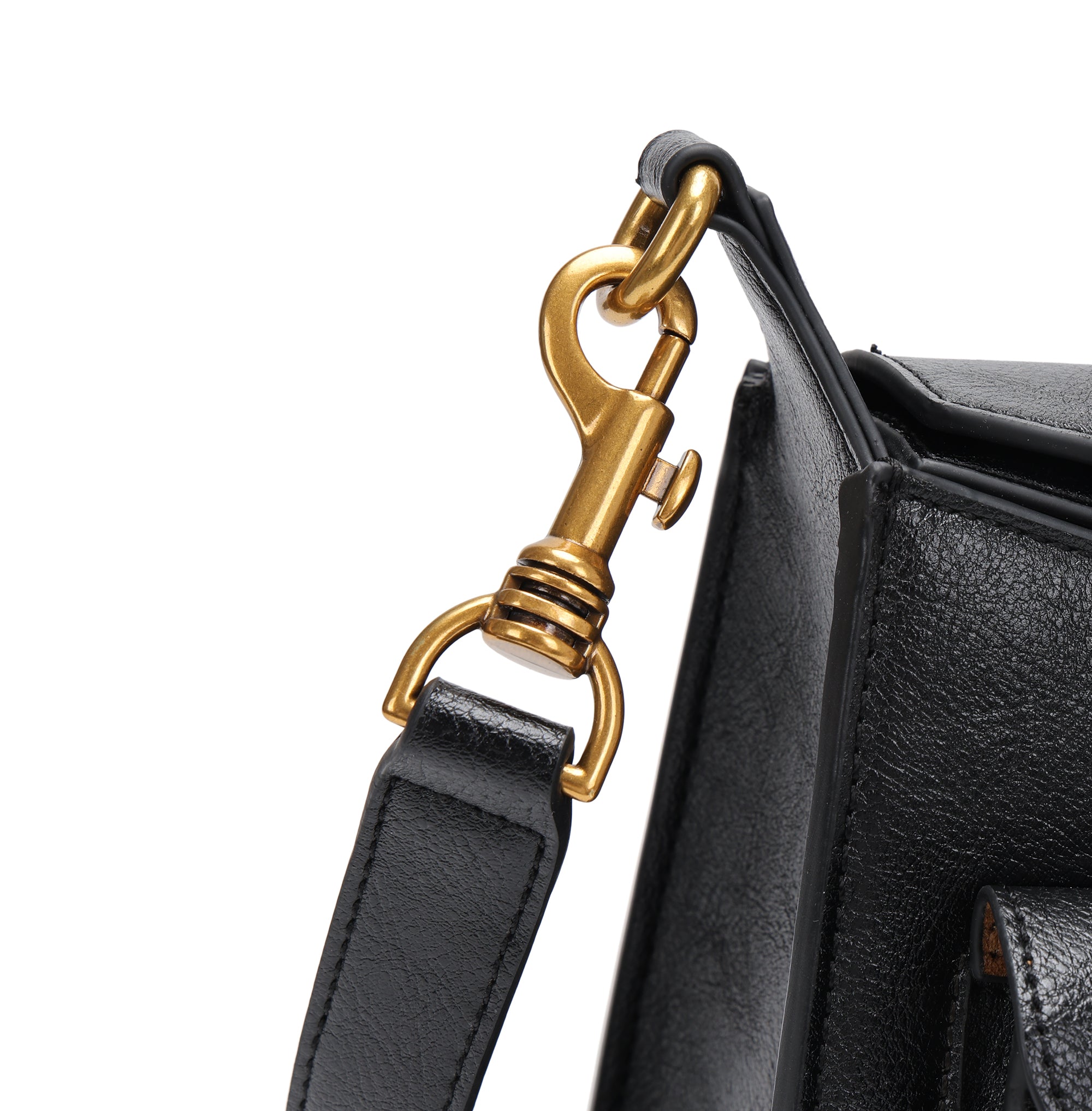 Elegant Structured Leather Shoulder Bag for Women – Top Handle & Crossbody Handbag with Gold Hardware