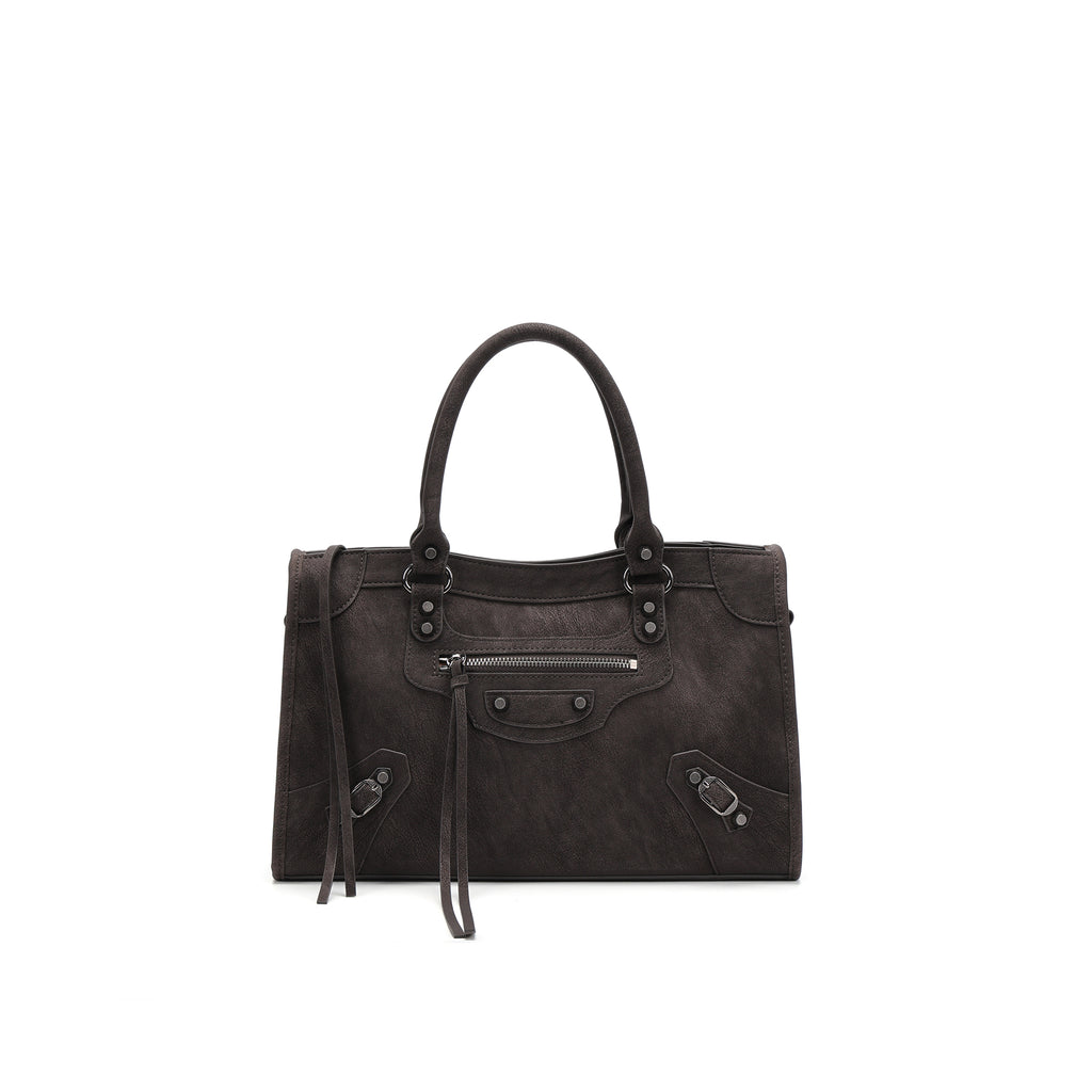 Vintage Leather Shoulder Bag Women Structured Crossbody Bag