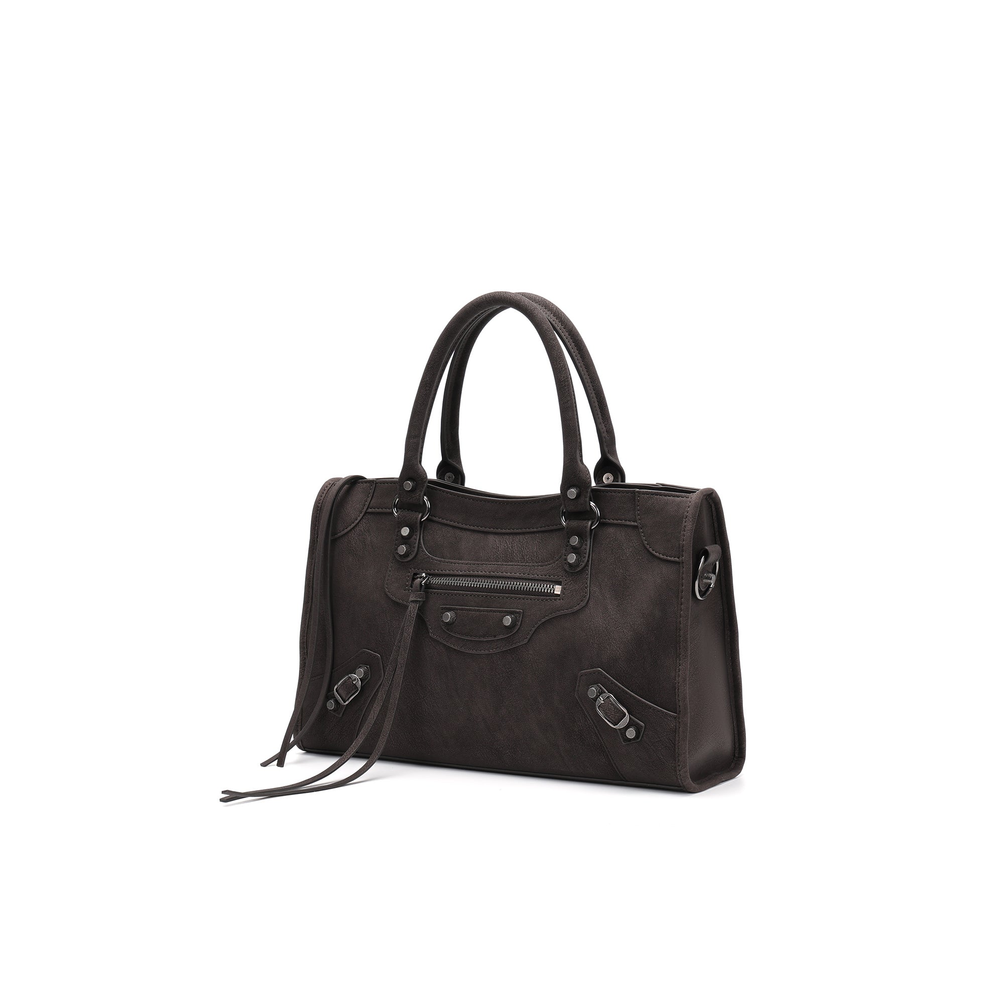 Vintage Leather Shoulder Bag Women Structured Crossbody Bag