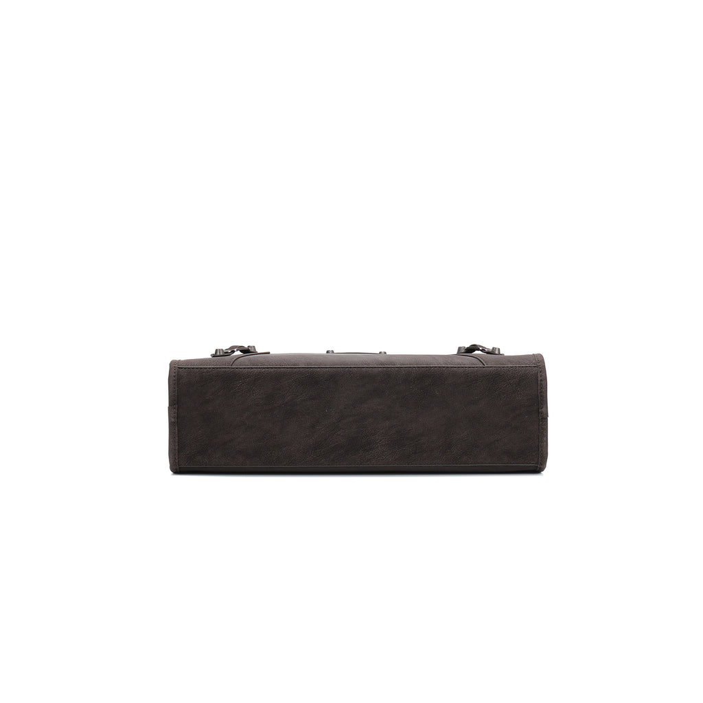 Vintage Leather Shoulder Bag Women Structured Crossbody Bag