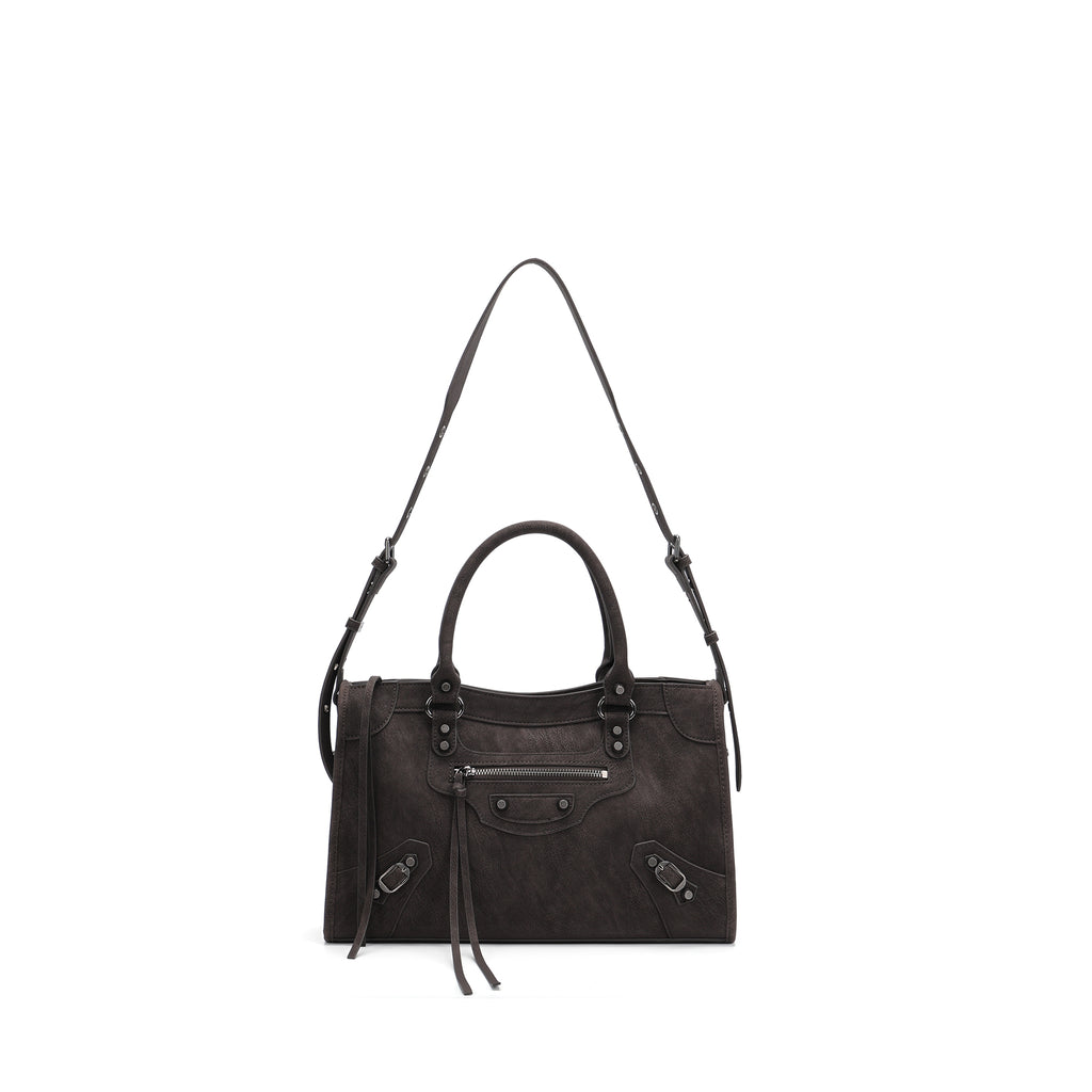 Vintage Leather Shoulder Bag Women Structured Crossbody Bag