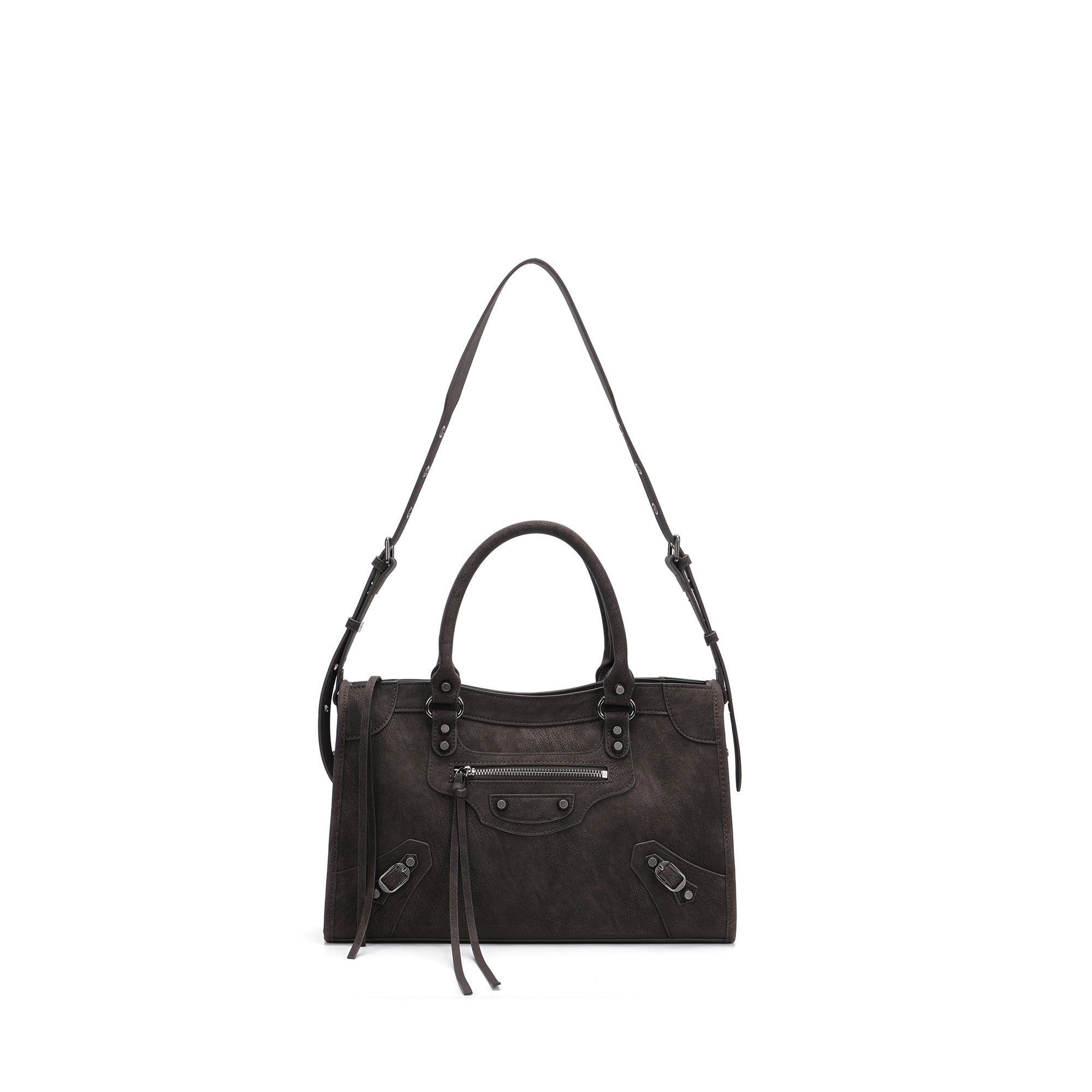 Vintage Leather Shoulder Bag Women Structured Crossbody Bag