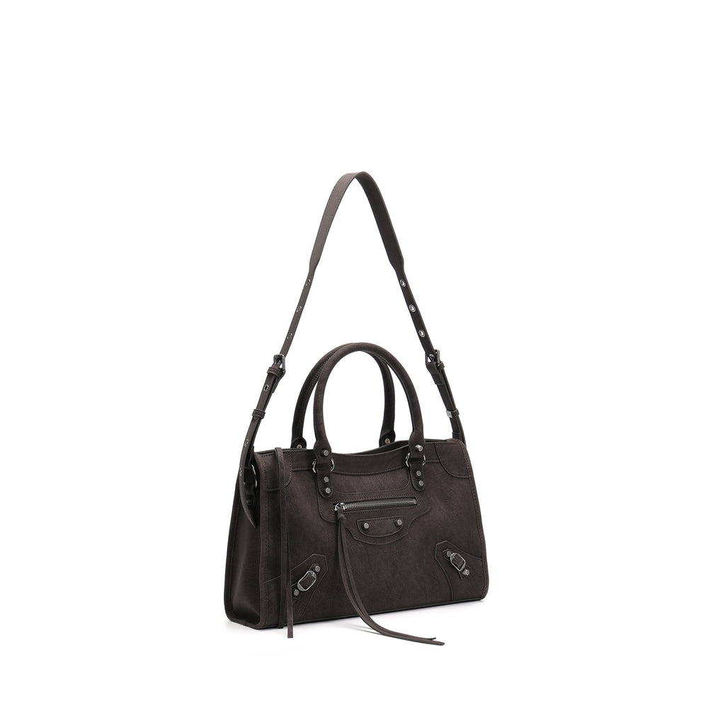 Vintage Leather Shoulder Bag Women Structured Crossbody Bag