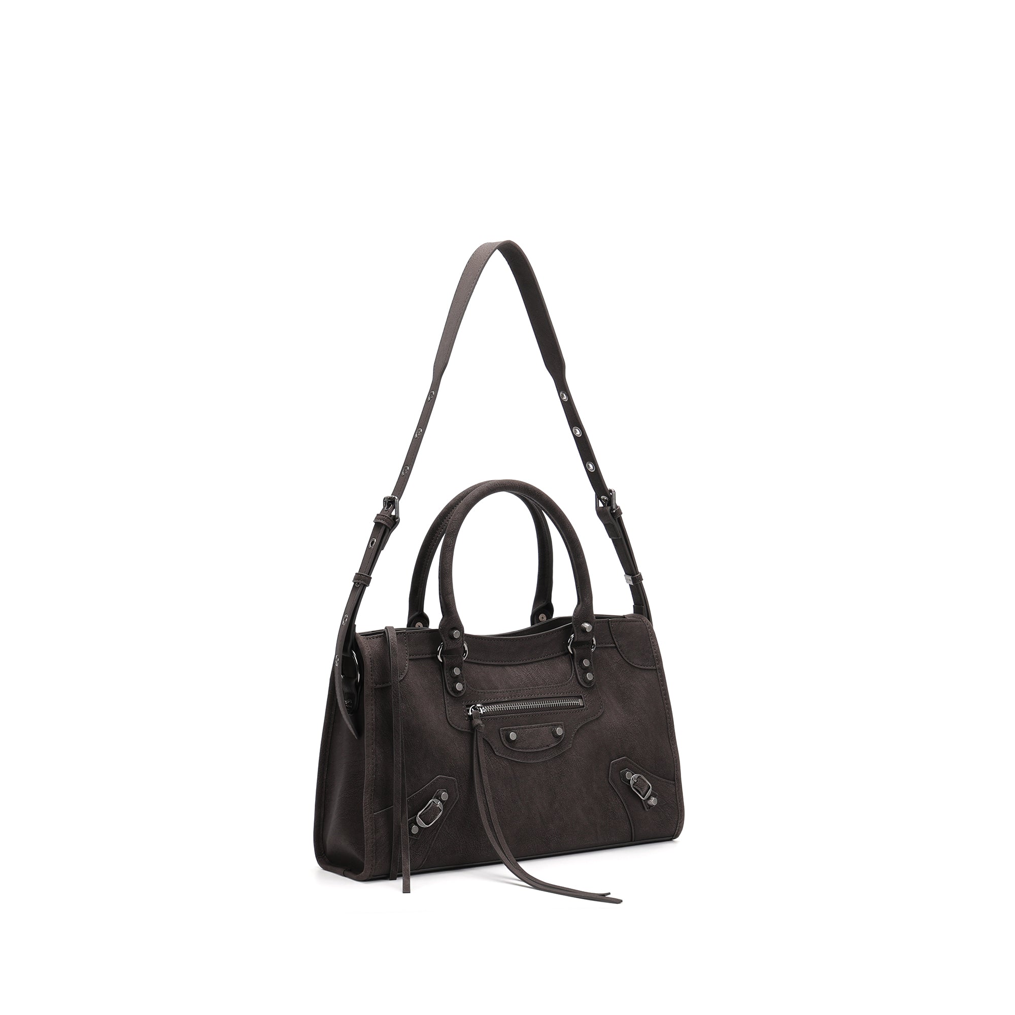 Vintage Leather Shoulder Bag Women Structured Crossbody Bag