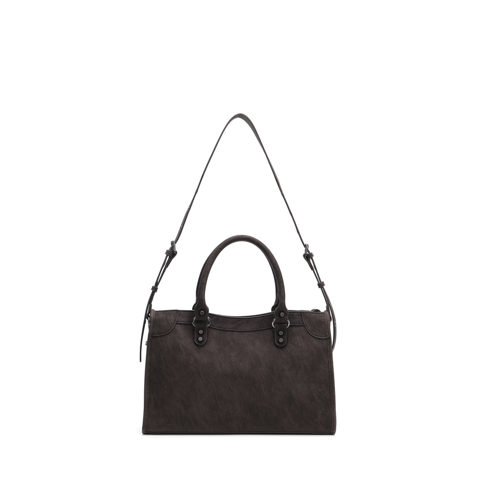 Vintage Leather Shoulder Bag Women Structured Crossbody Bag