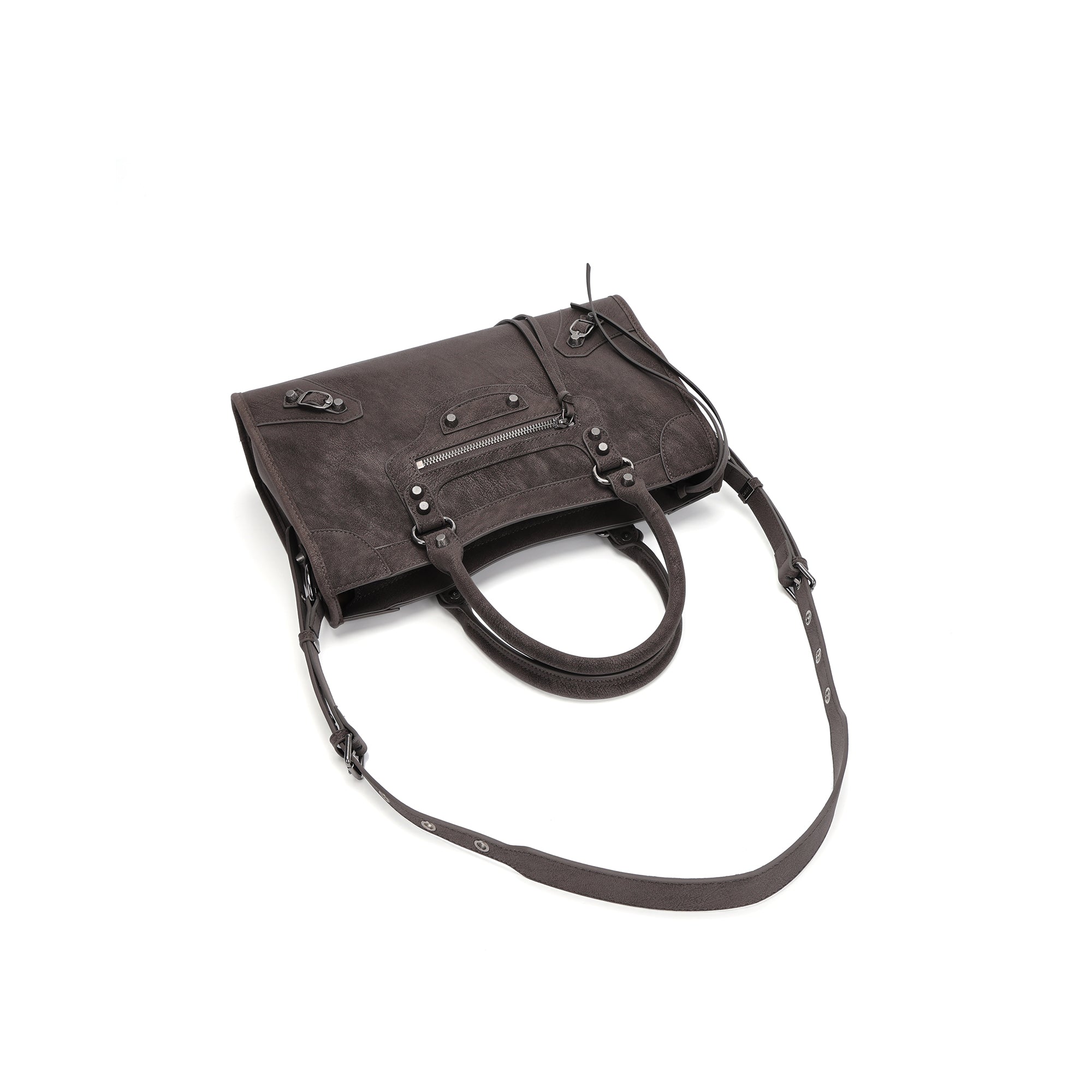 Vintage Leather Shoulder Bag Women Structured Crossbody Bag