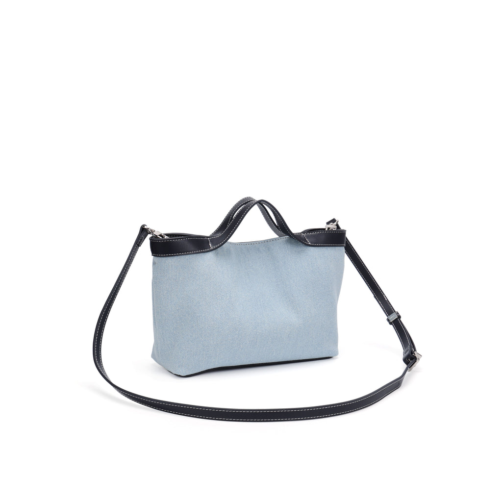 CEFIRO Denim Shoulder Bag with Vegan Leather Trim