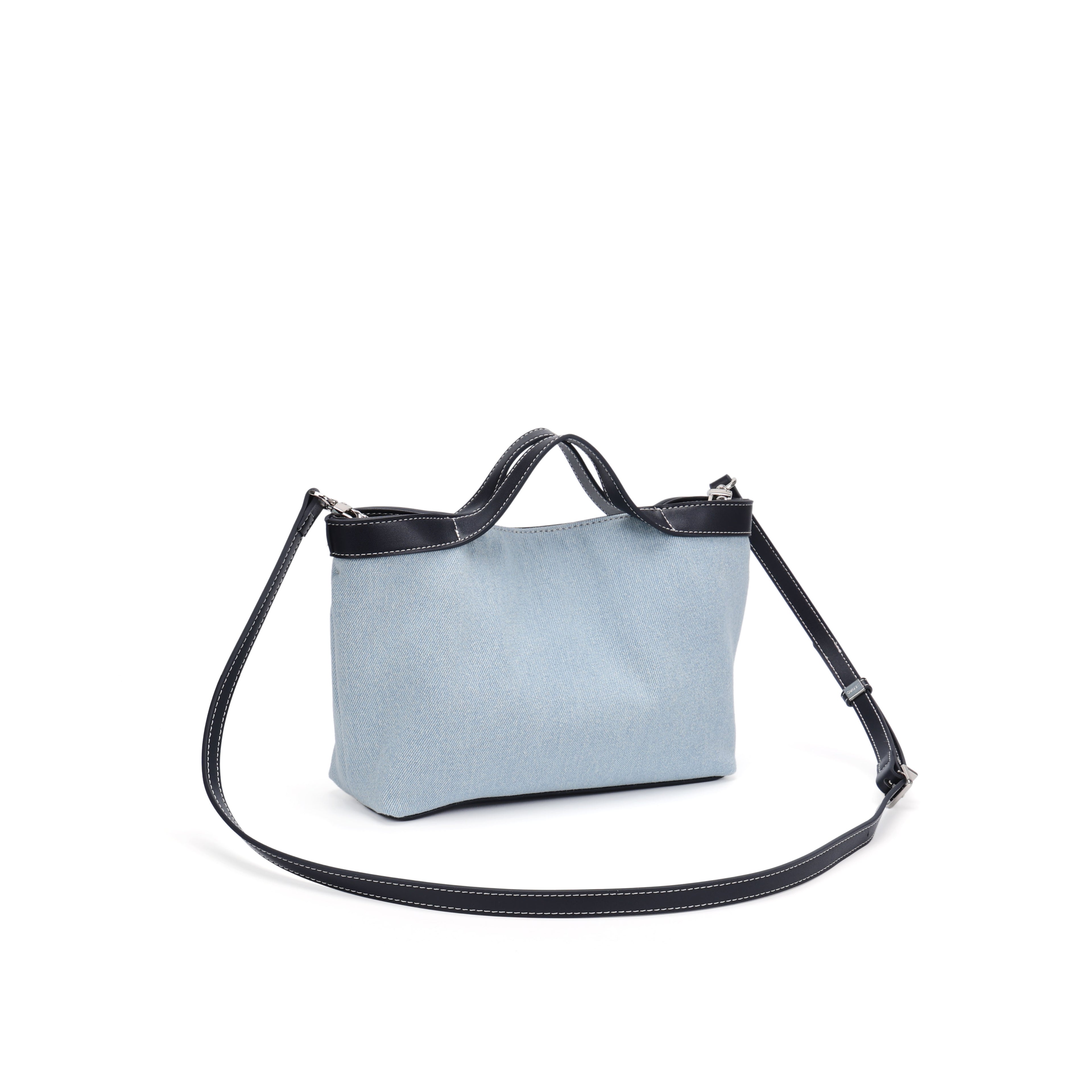 CEFIRO Denim Shoulder Bag with Vegan Leather Trim