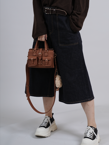 Cefiro Roxanne Bag Mini - Chic Artificial Leather Handbag with Golden Hardware & Detachable Strap for Everyday Use