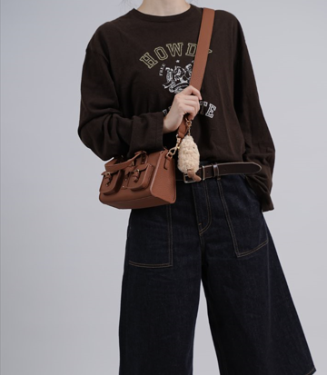 Cefiro Roxanne Bag Mini - Chic Artificial Leather Handbag with Golden Hardware & Detachable Strap for Everyday Use