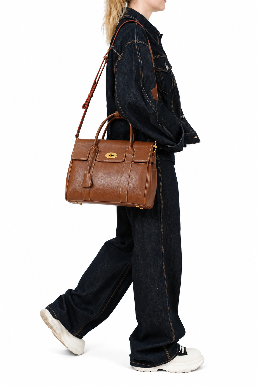 Elegant Structured Leather Top Handle Bag for Women – Vintage Shoulder & Crossbody Handbag