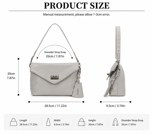 CEFIRO Envelope Shoulder Bag – Soft Vegan Leather Crossbody Purse