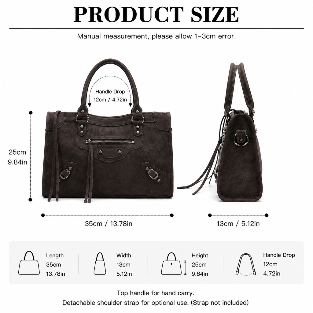 Vintage Leather Shoulder Bag Women Structured Crossbody Bag