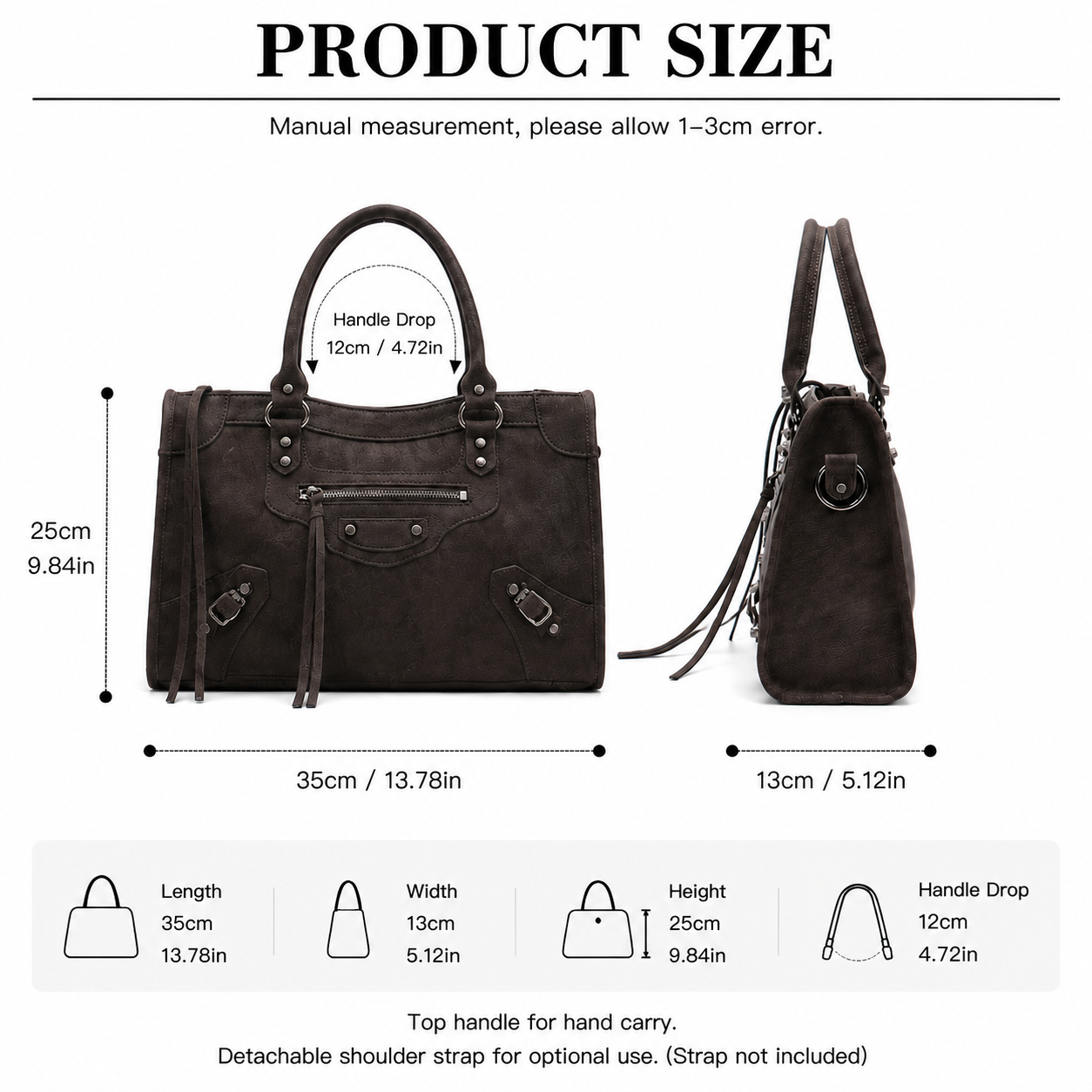 Vintage Leather Shoulder Bag Women Structured Crossbody Bag