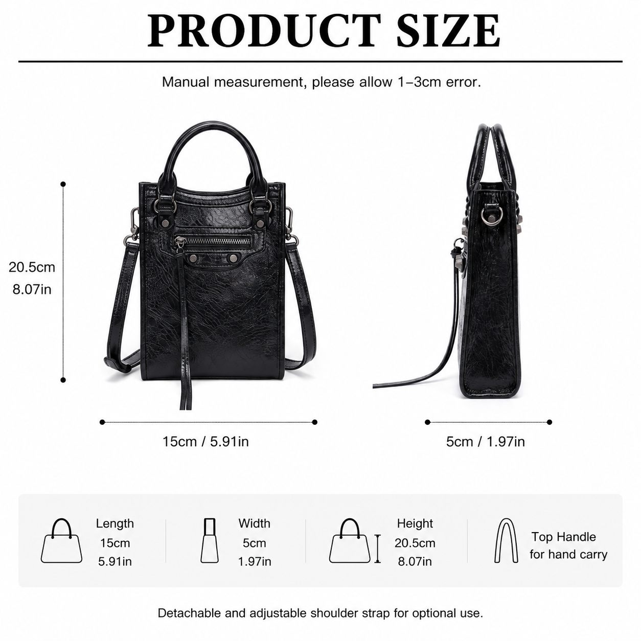 CEFIRO Mini Moto Structured Top Handle Bag