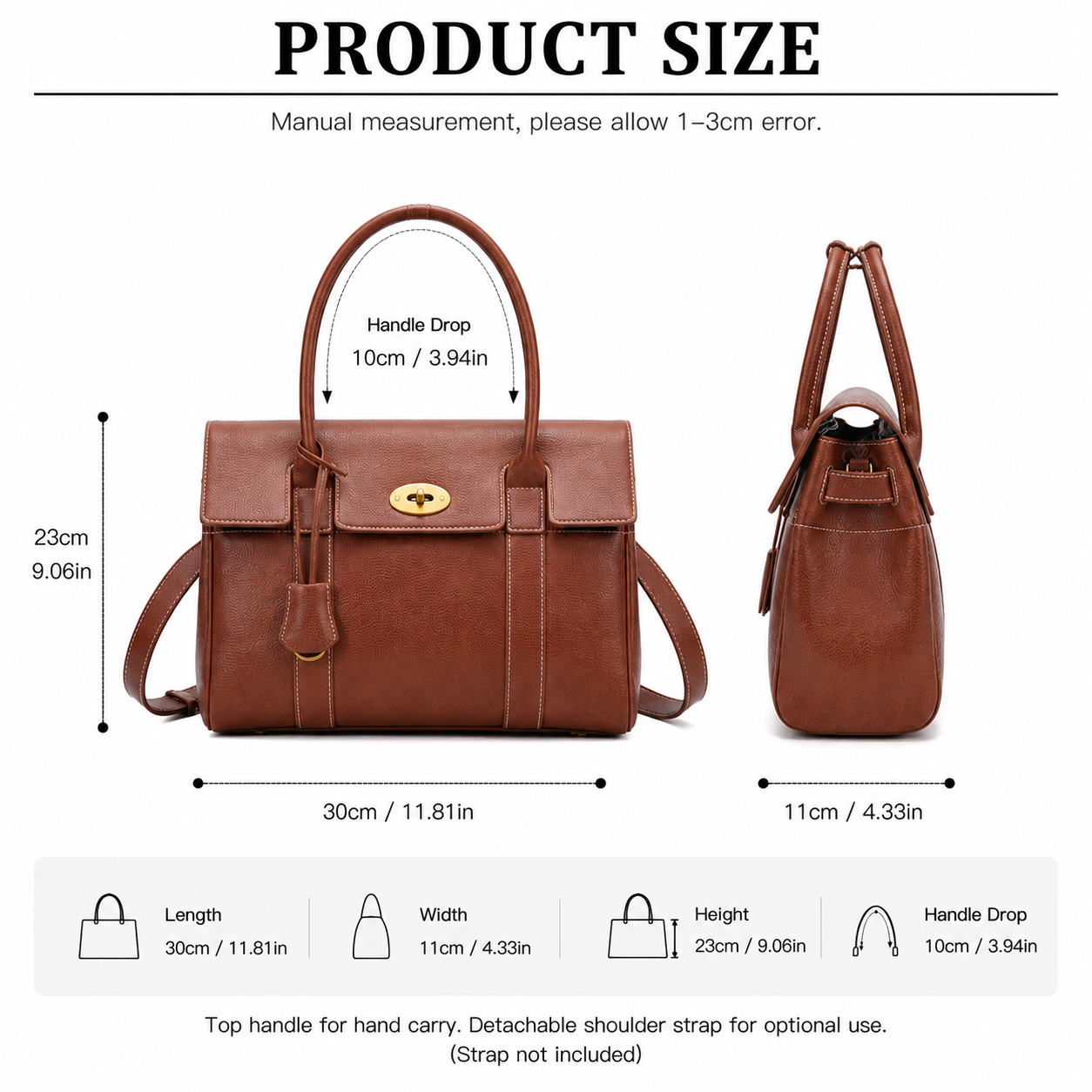 Elegant Structured Leather Top Handle Bag for Women – Vintage Shoulder & Crossbody Handbag