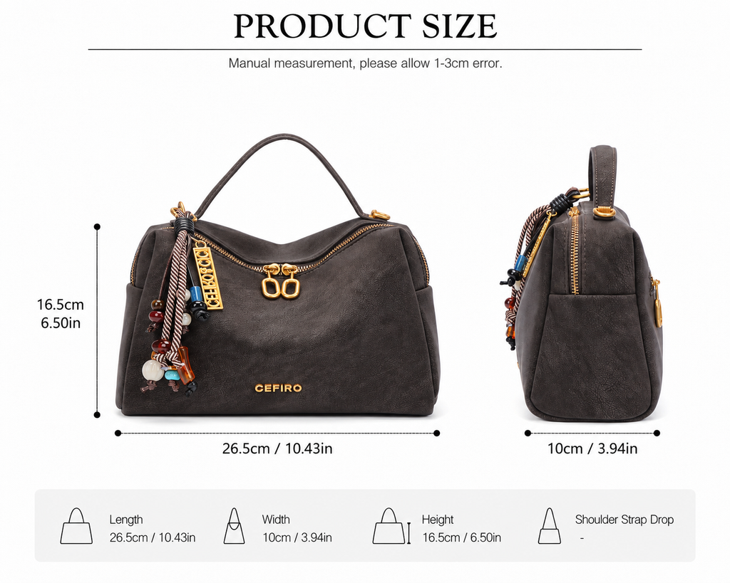 CEFIRO Structured Top Handle Satchel Bag