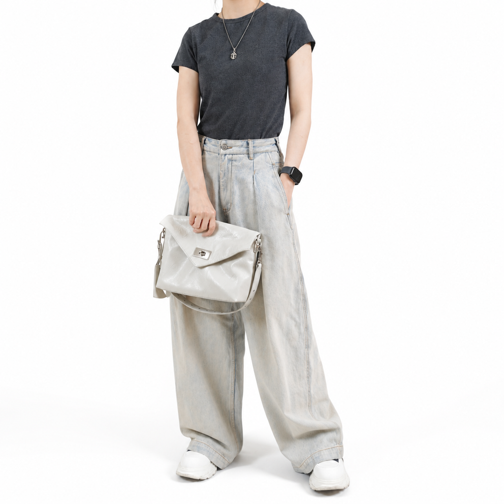 CEFIRO Envelope Shoulder Bag – Soft Vegan Leather Crossbody Purse