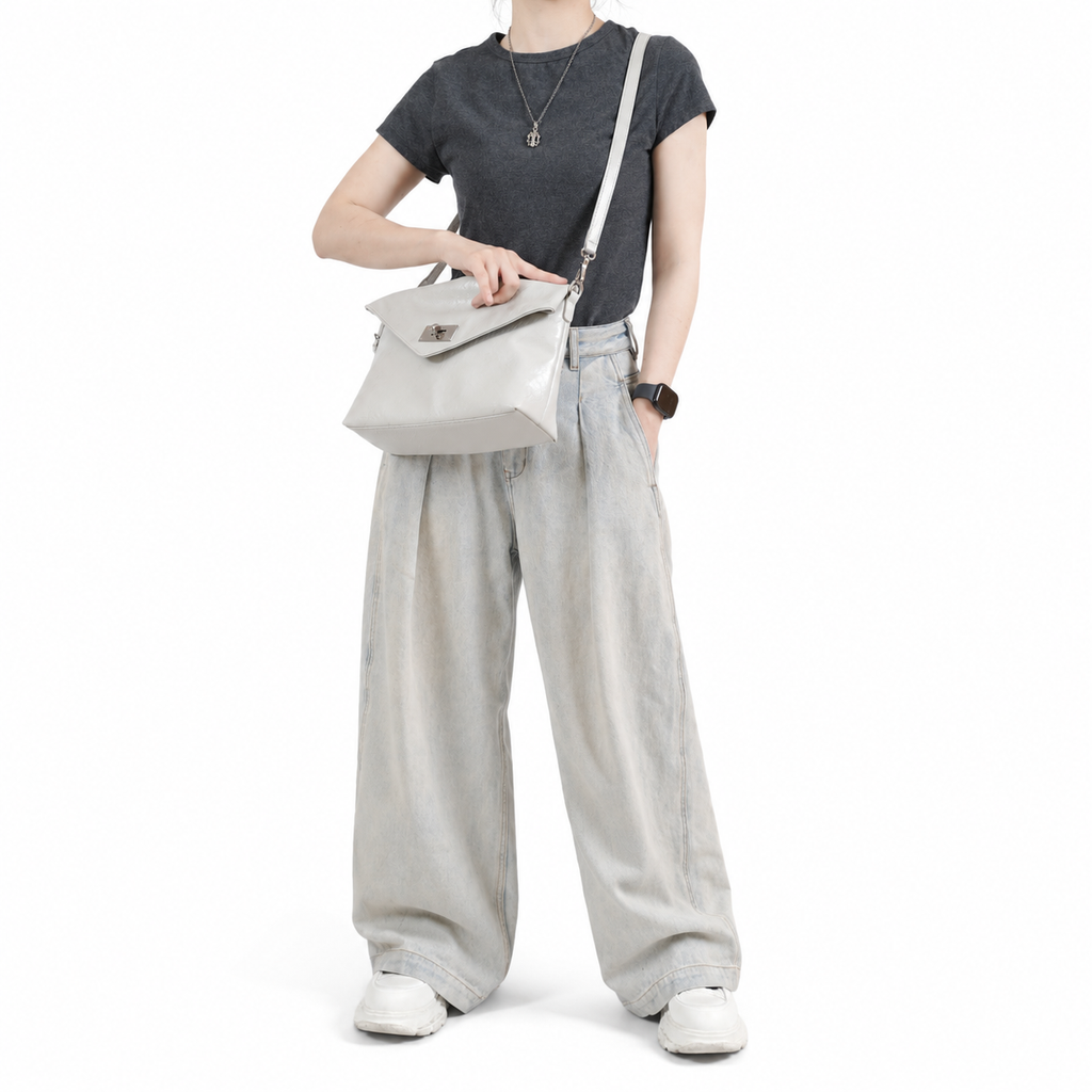 CEFIRO Envelope Shoulder Bag – Soft Vegan Leather Crossbody Purse